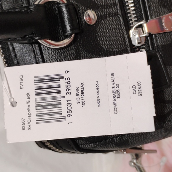 SALE! NWT Coach Signature Graphic Black Bag W Strap - Picture 3 of 10